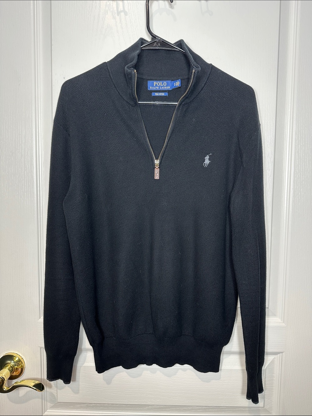 Polo Ralph Lauren Pima Cotton Quarter-Zip Pullover - Black Mens Small